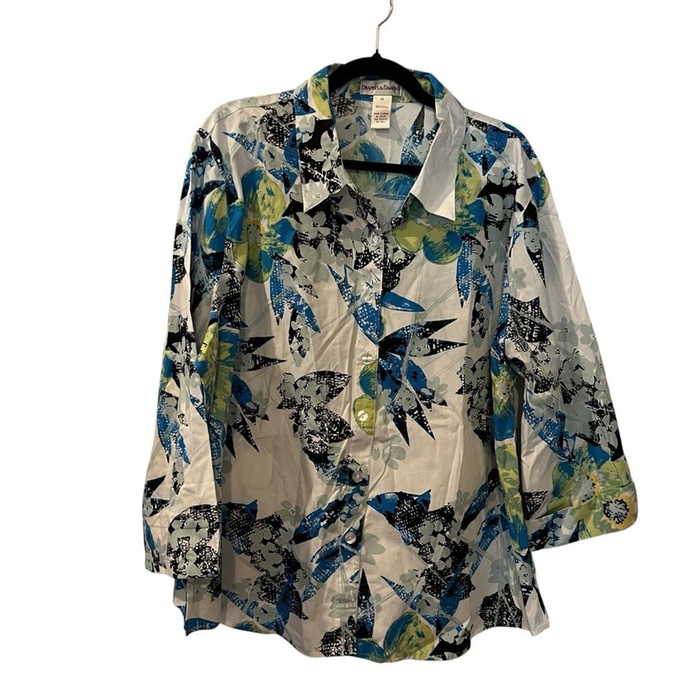 NWOT VTG Draper's & Damon's 2X Patterned Button Down Shirt